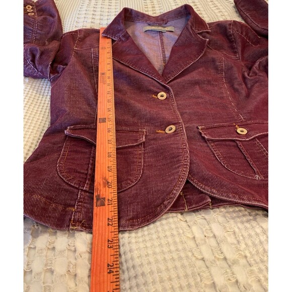 JeanStar Corduroy Jacket Sz Medium Burgundy Fitted Detailed Distressed  Stylish - Picture 11 of 12